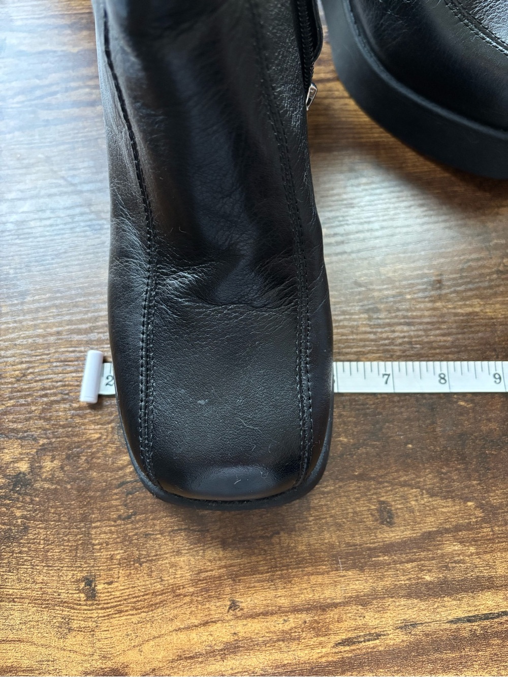 Steve Madden Black Leather Square Toe Platform Heeled Ankle Boots 7M - Picture 10 of 11